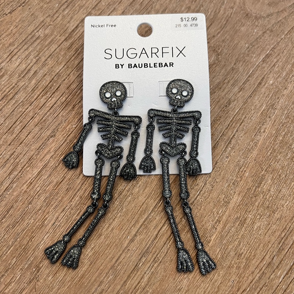 BaubleBar Sugarfix Black Skeleton Earrings